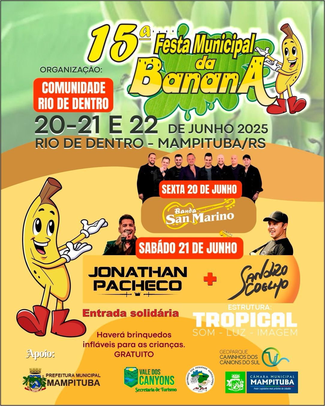 Câmara Municipal convida para a 15ª Festa da Banana em Mampituba 