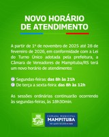 NOVO HORÁRIO DE ATENDIMENTO 