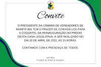 Convite para Reinauguração do Prédio da Casa Legislativa